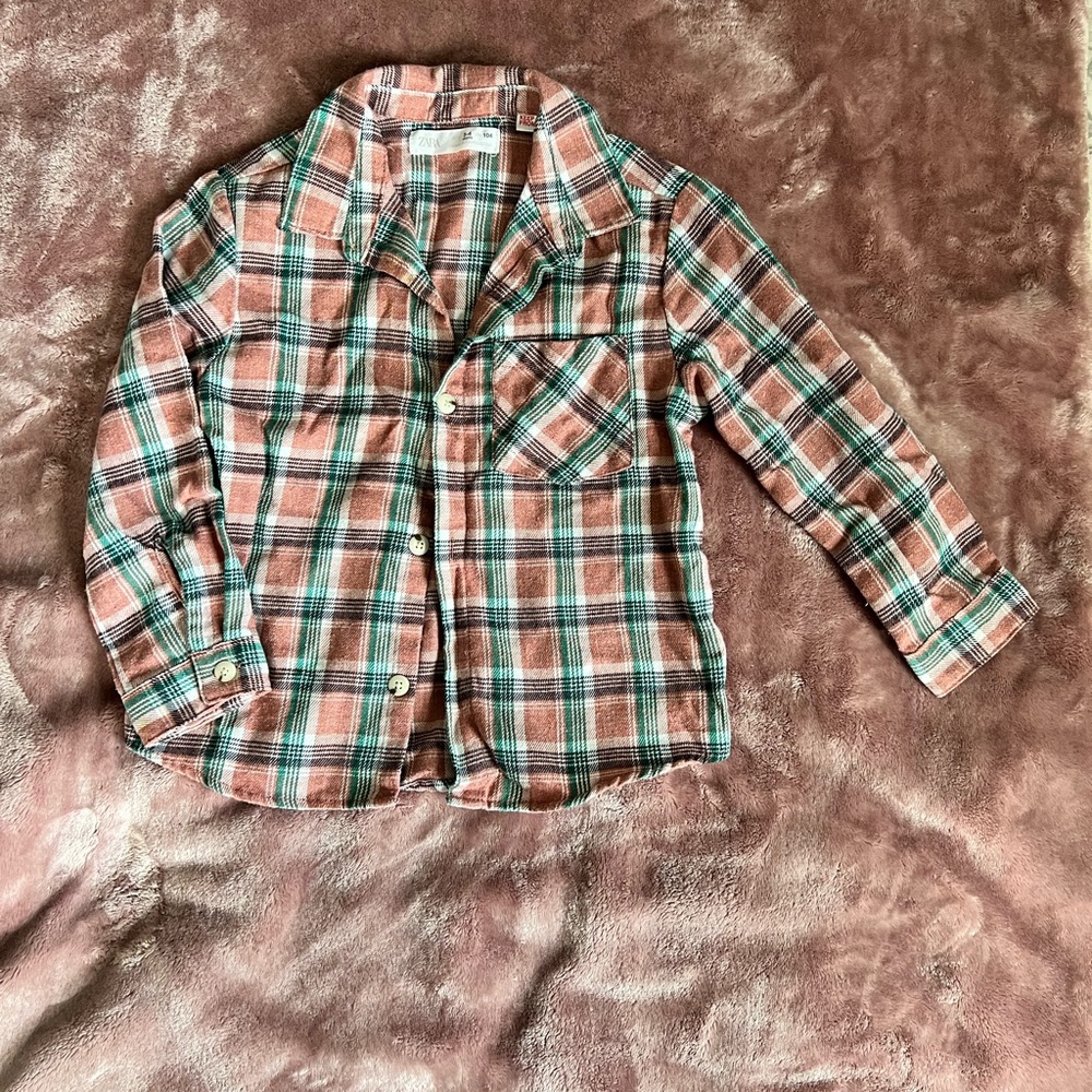 Plaid/flannel type (Zara) button down shirt for toddler boy